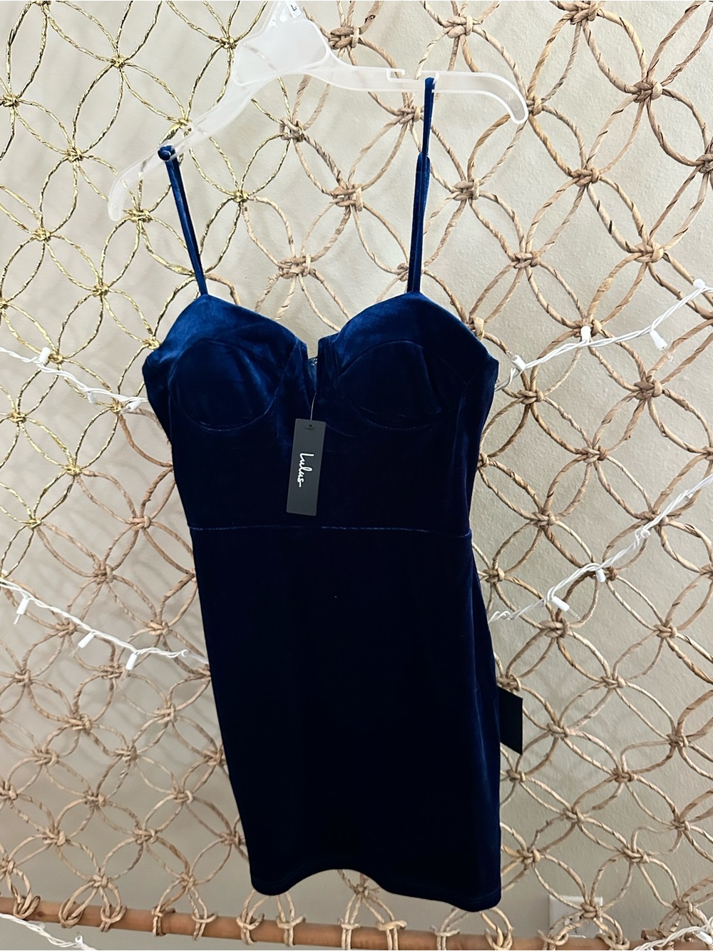 Lulu's Navy Velvet Bustier Mini Dress